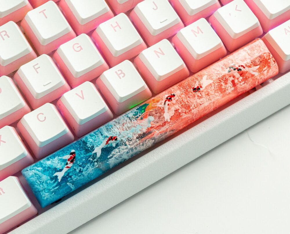 Unique Koi Artisan Keycap 2 blue coral spacebar 6.25u