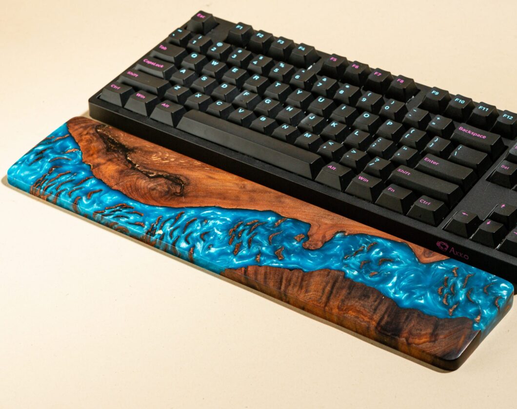 Colorful Resin and Wood wrist rest 3 Blue wrist rest