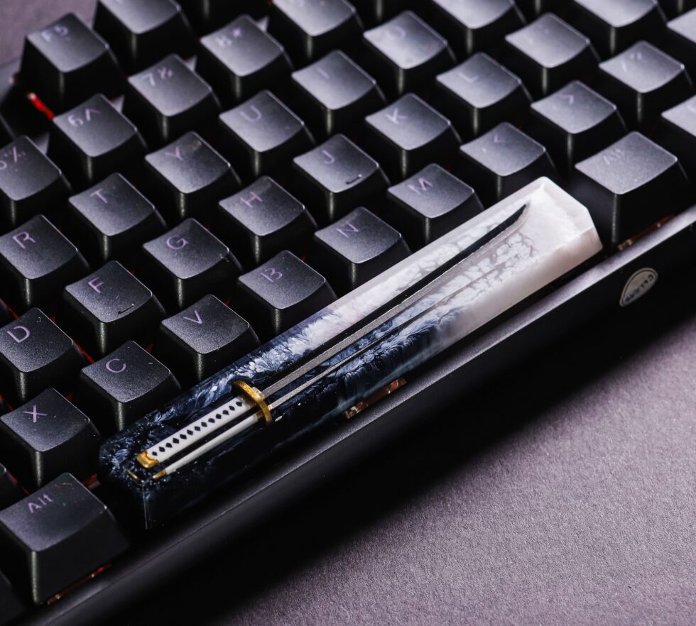 Katana Spacebar Keycap 1 Black and white katana spacebar