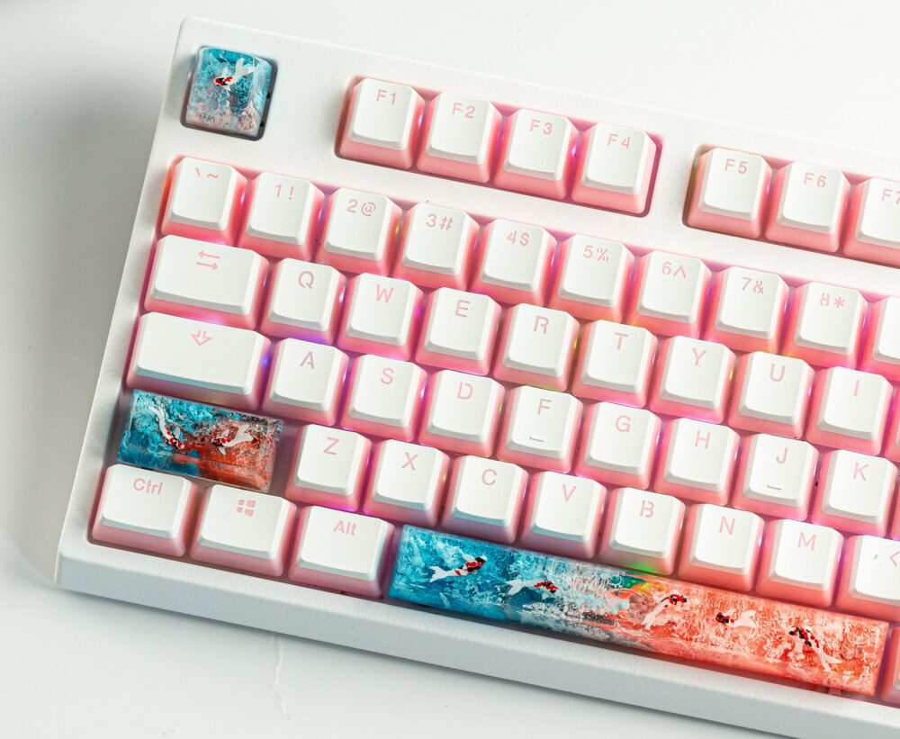 Unique Koi Artisan Keycap 1 blue coral koi keycap
