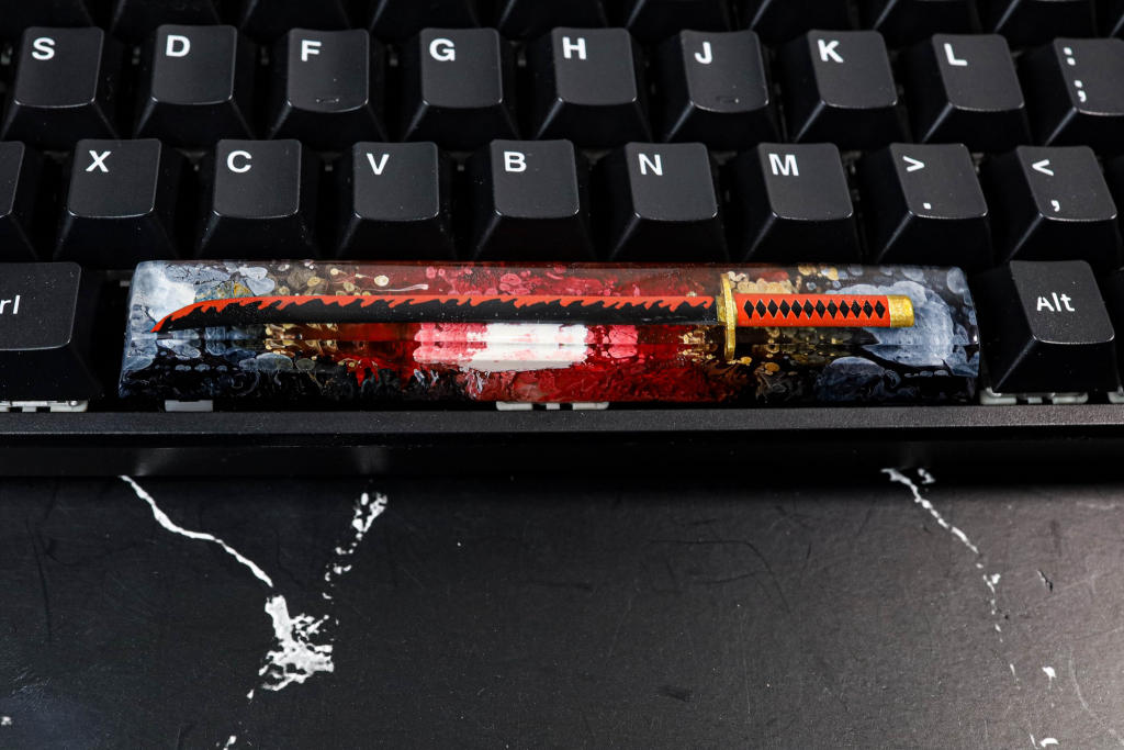 Red Katana Spacebar Keycap 1 Red Katana Spacebar Keycap