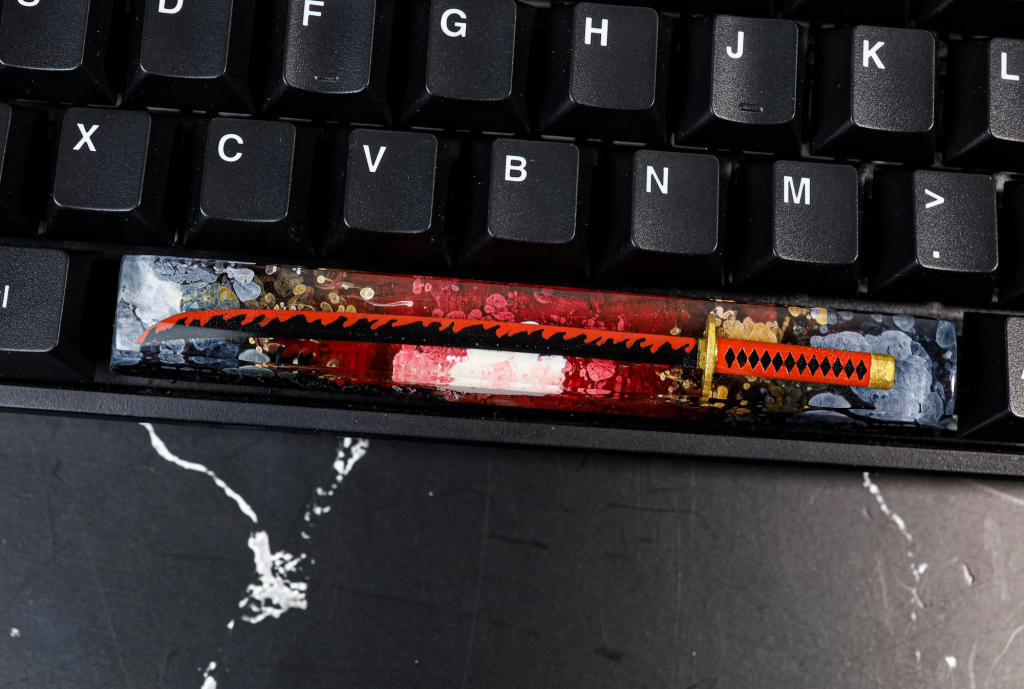 Red Katana Spacebar Keycap 5 Red Katana Spacebar Keycap