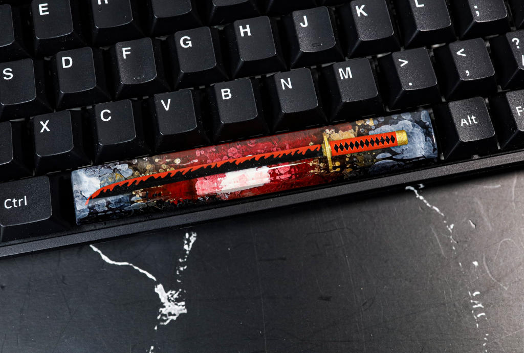 Red Katana Spacebar Keycap 4 Red Katana Spacebar Keycap