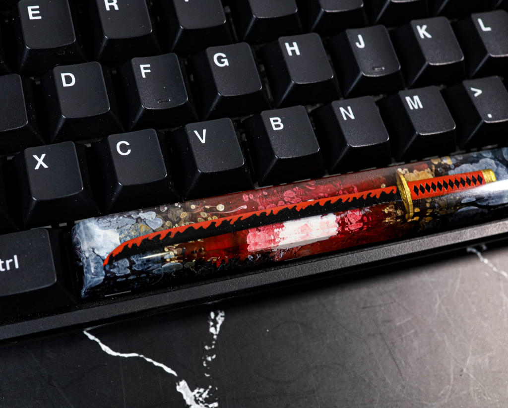Red Katana Spacebar Keycap 3 Red Katana Spacebar Keycap