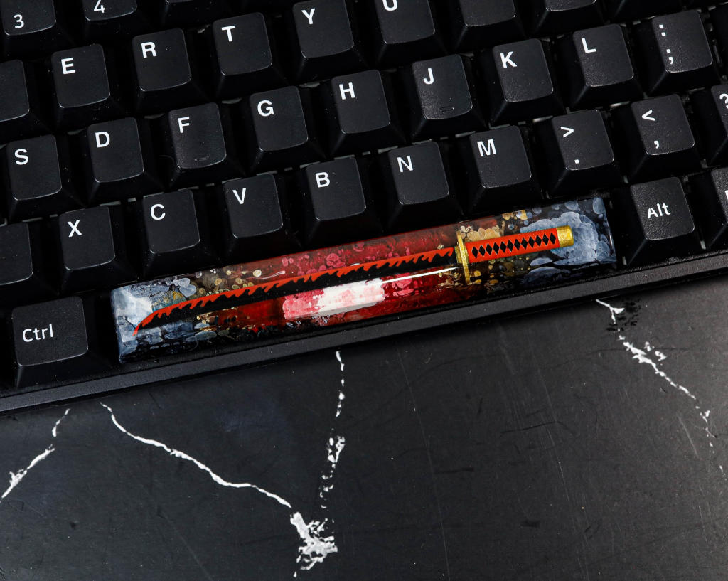 Red Katana Spacebar Keycap 2 Red Katana Spacebar Keycap