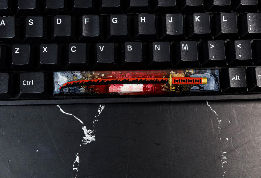 Red Katana Spacebar Keycap 7 Red Katana Spacebar Keycap
