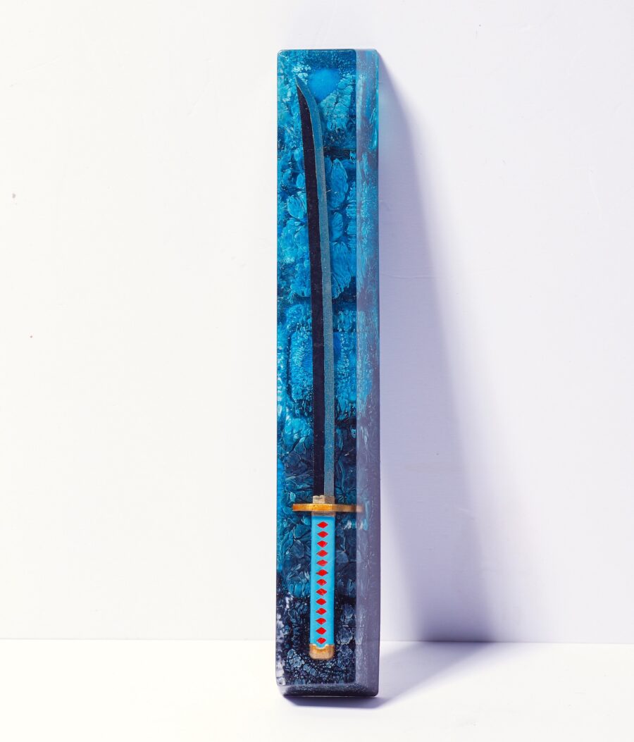 Blue Katana Spacebar Keycap 2 Blue katana spacebar