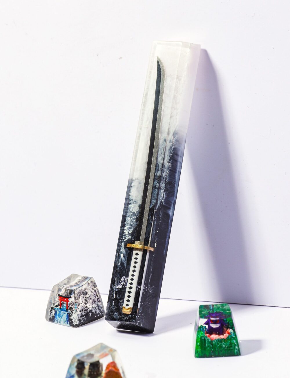 Katana Spacebar Keycap 7 Black and white katana spacebar