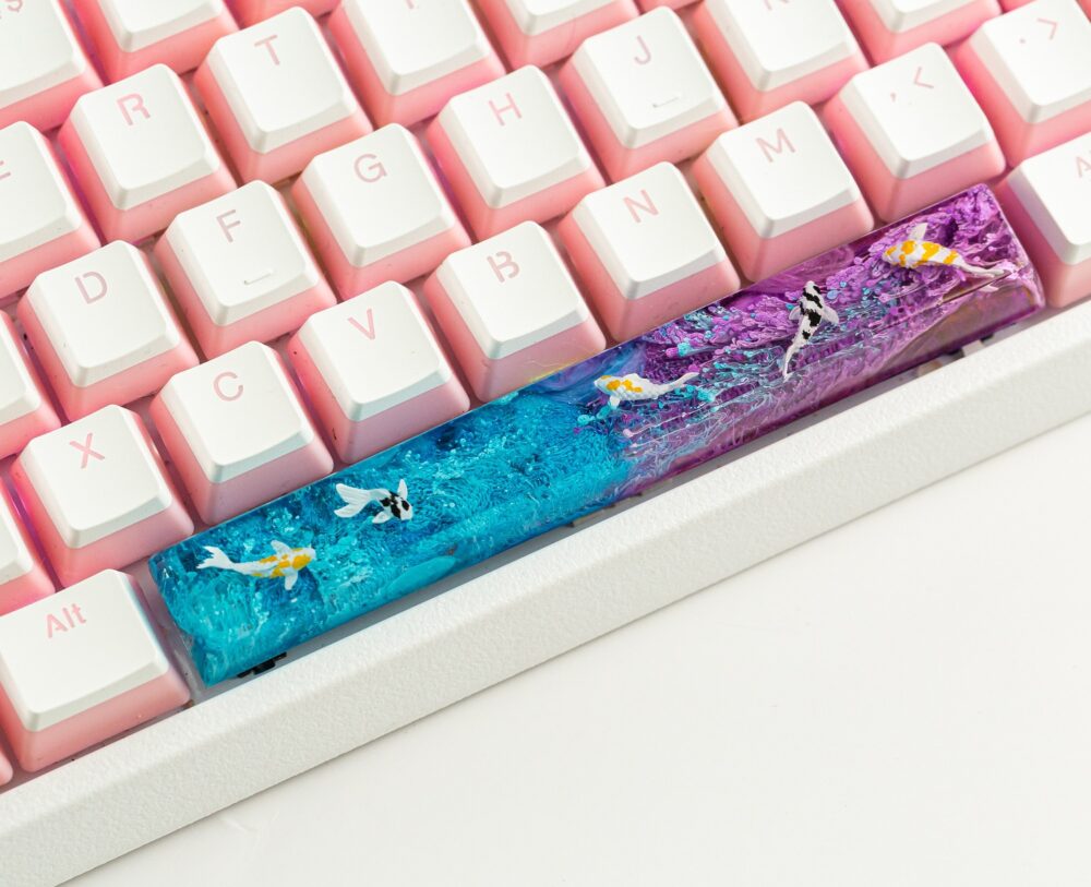 Unique Koi Artisan Keycap 5 Blue purple spacebar