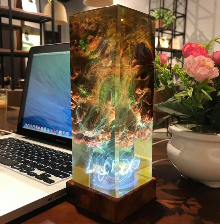 Unique Color Changing Epoxy Wooden Night Light 6 epoxy lamp