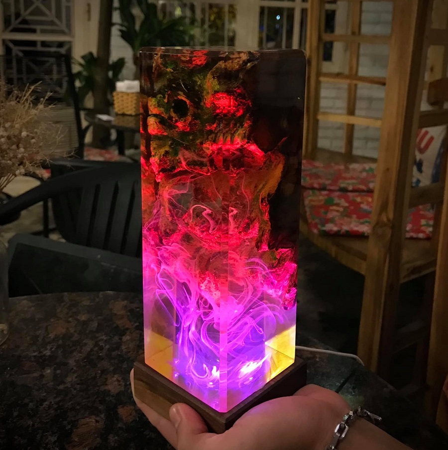 Unique Color Changing Epoxy Wooden Night Light 7 epoxy lamp