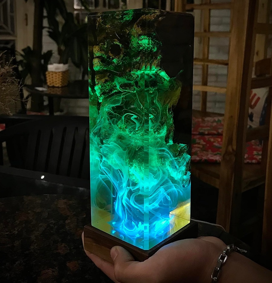 Unique Color Changing Epoxy Wooden Night Light 3 epoxy lamp