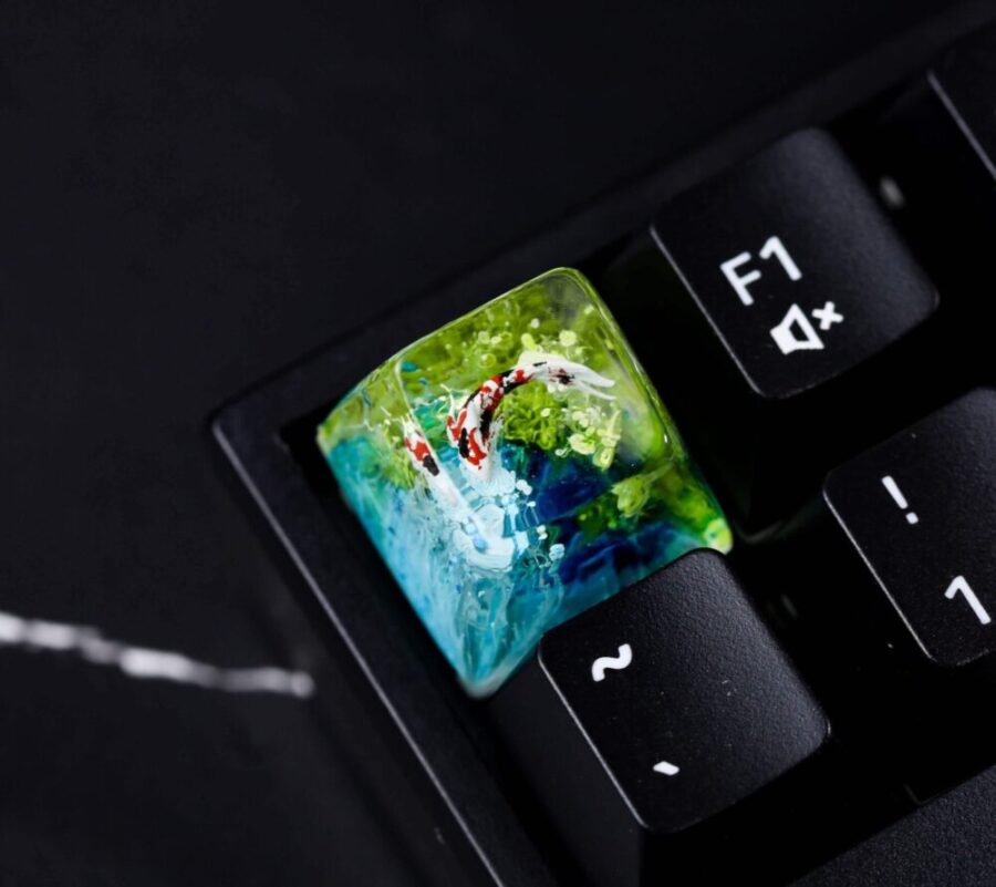 Custom Fantasy Koi artisan keycap 6 Yin Yang keycap SA profile