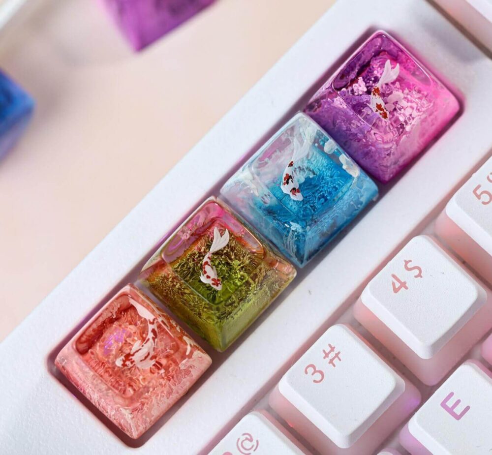 Custom Fantasy Koi artisan keycap 18 Yin Yang keycap SA profile