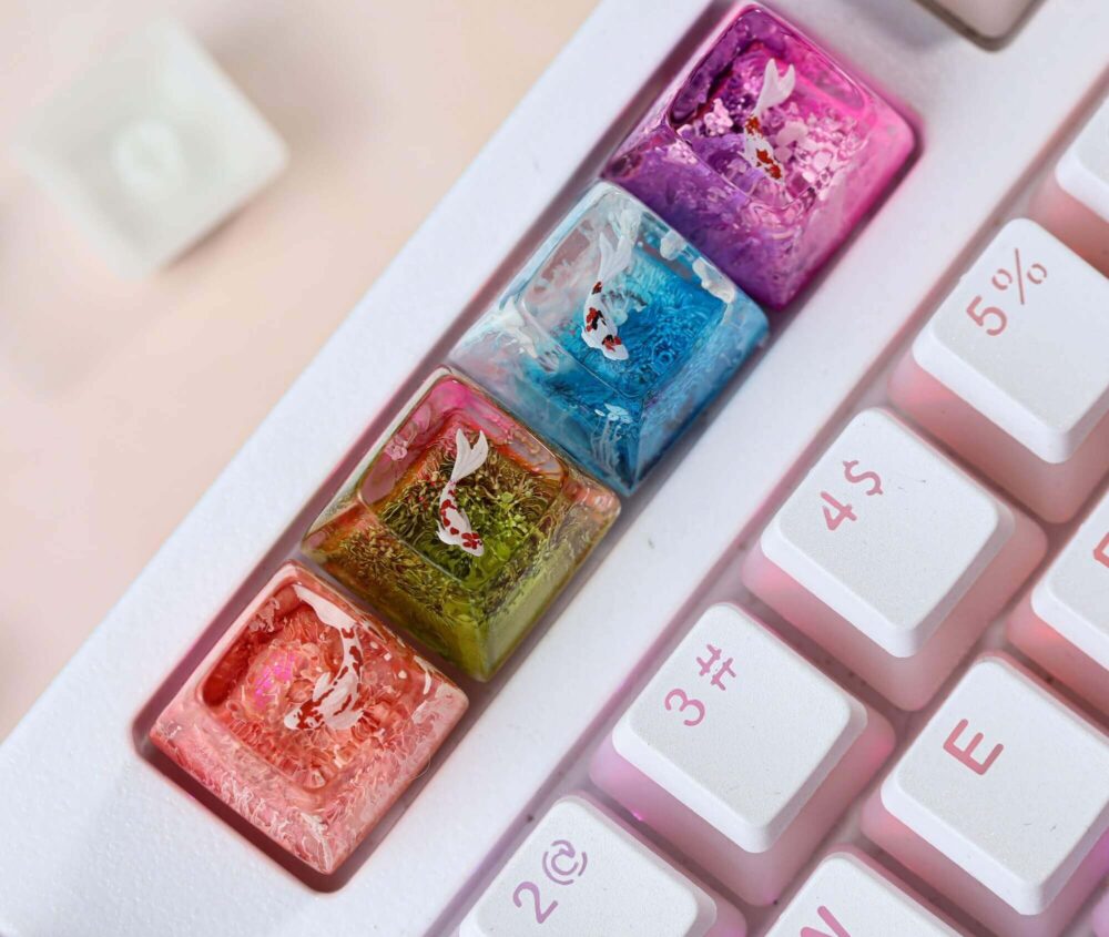 Custom Fantasy Koi artisan keycap 1 Yin Yang keycap SA profile