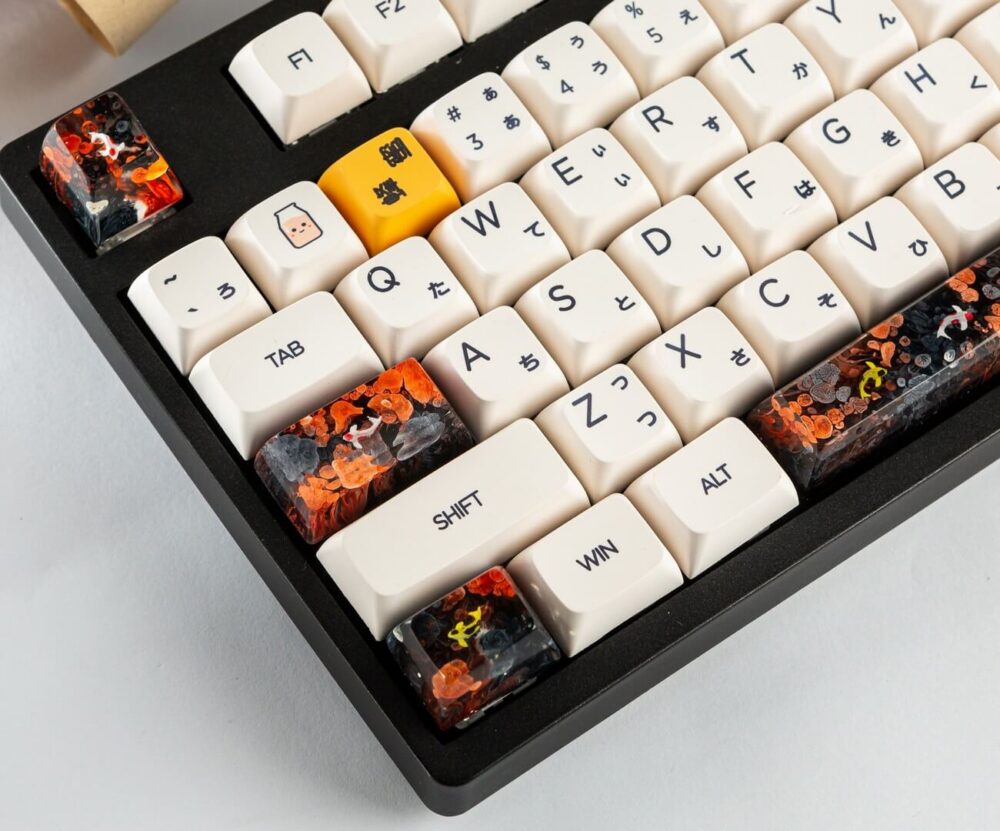 Black and orange koi artisan keycap 8 handmade Koi fish keycaps