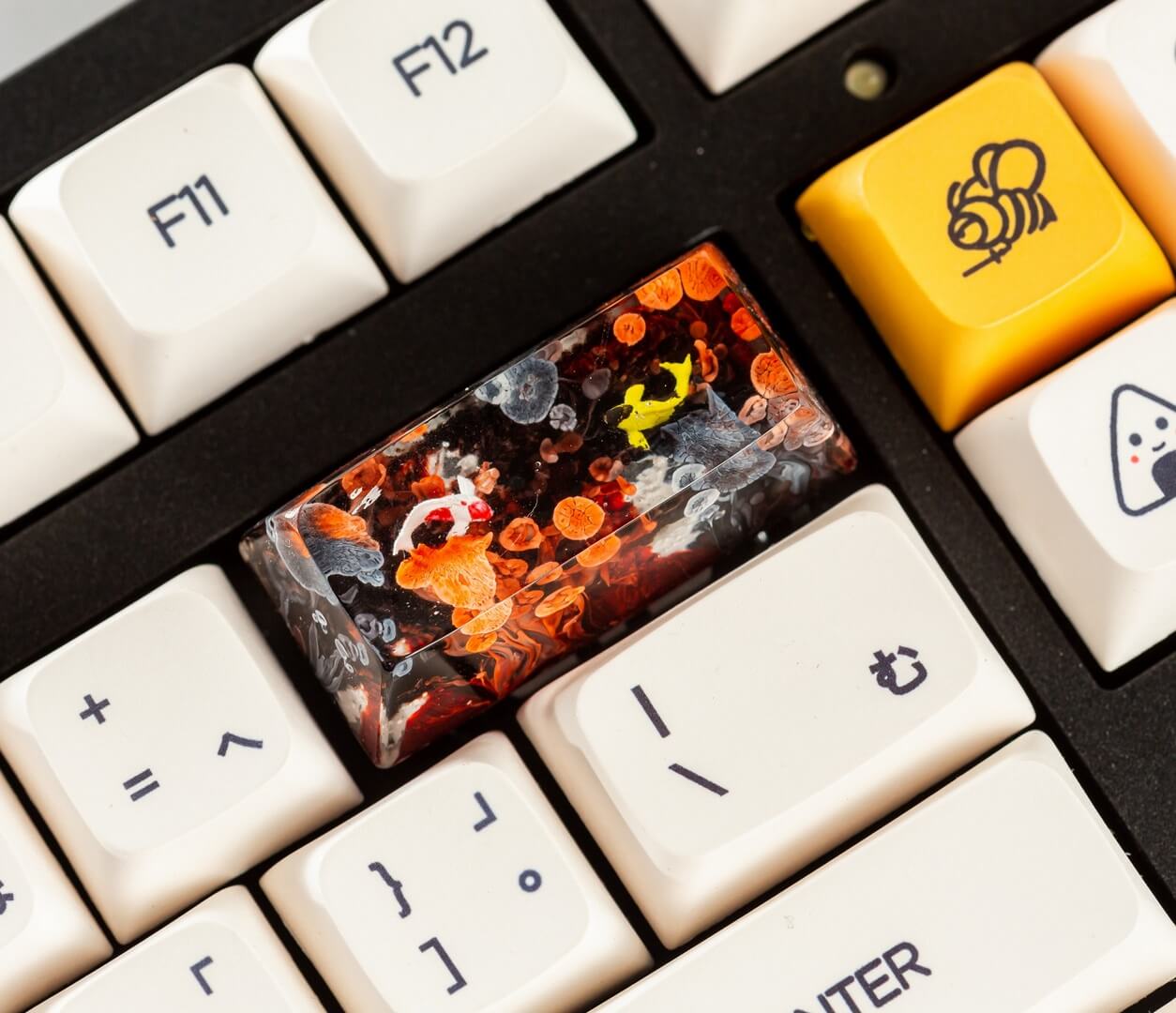 Black and orange koi artisan keycap 10 SA OEM profile artisan keycap