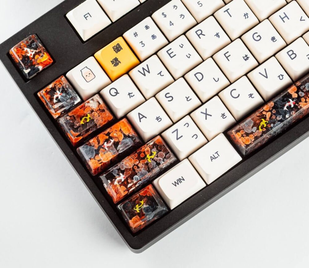Black and orange koi artisan keycap 6 handmade Koi fish keycaps