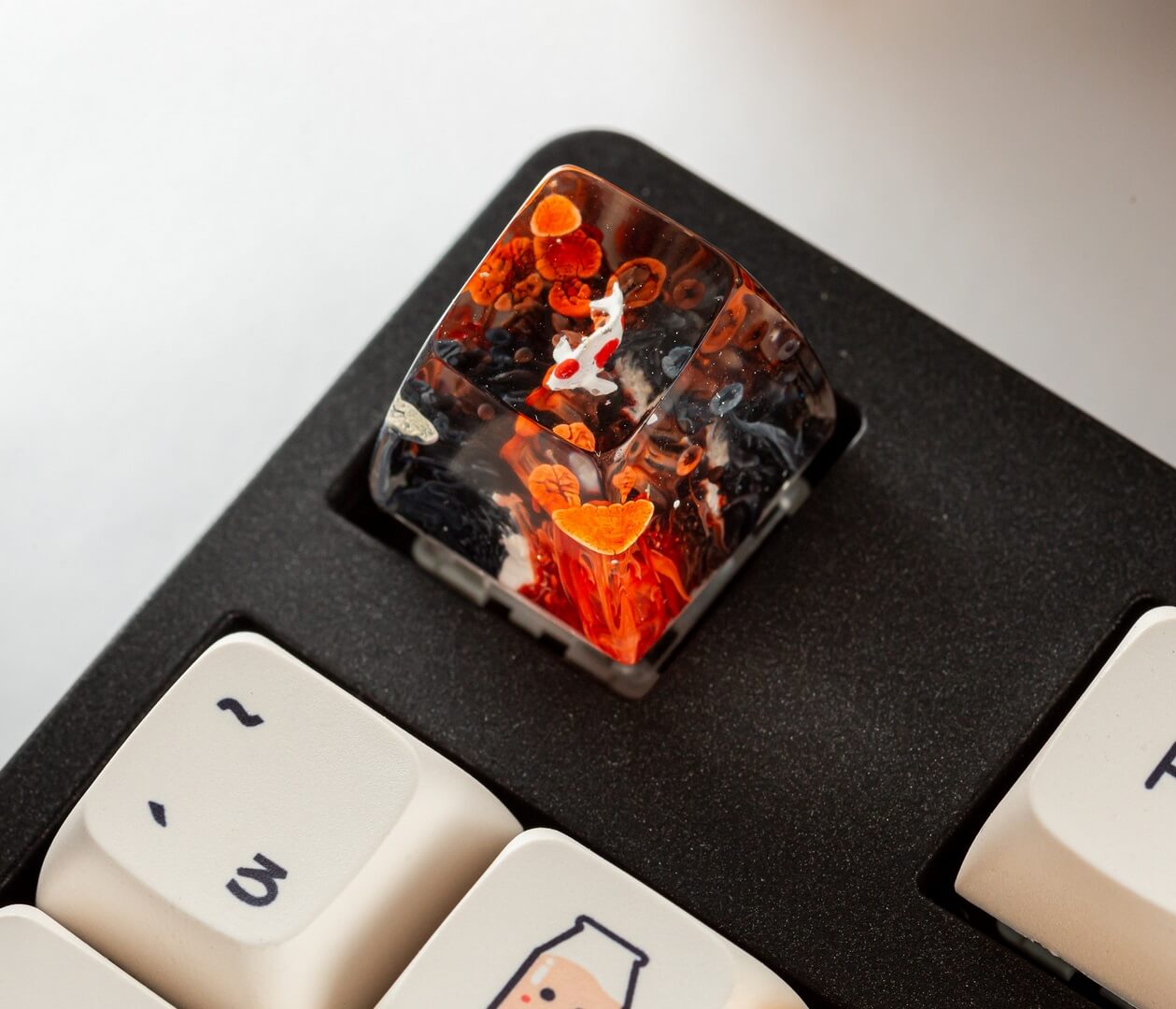 Black and orange koi artisan keycap 4 Black and orange koi artisan keycap
