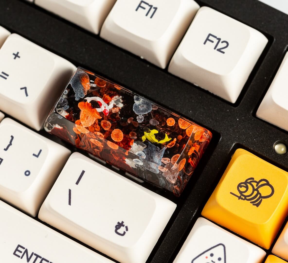 Black and orange koi artisan keycap 3 Black and orange koi artisan keycap