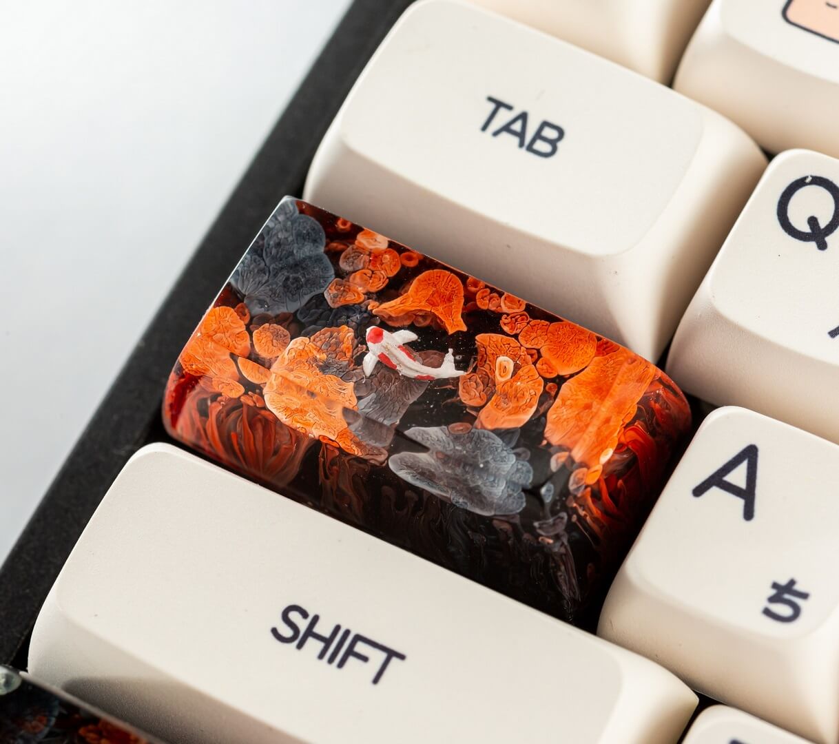 Black and orange koi artisan keycap 1 Black and orange koi artisan keycap