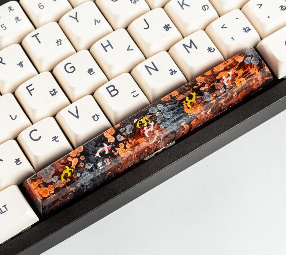 Black and orange koi artisan keycap 12 SA OEM profile artisan keycap