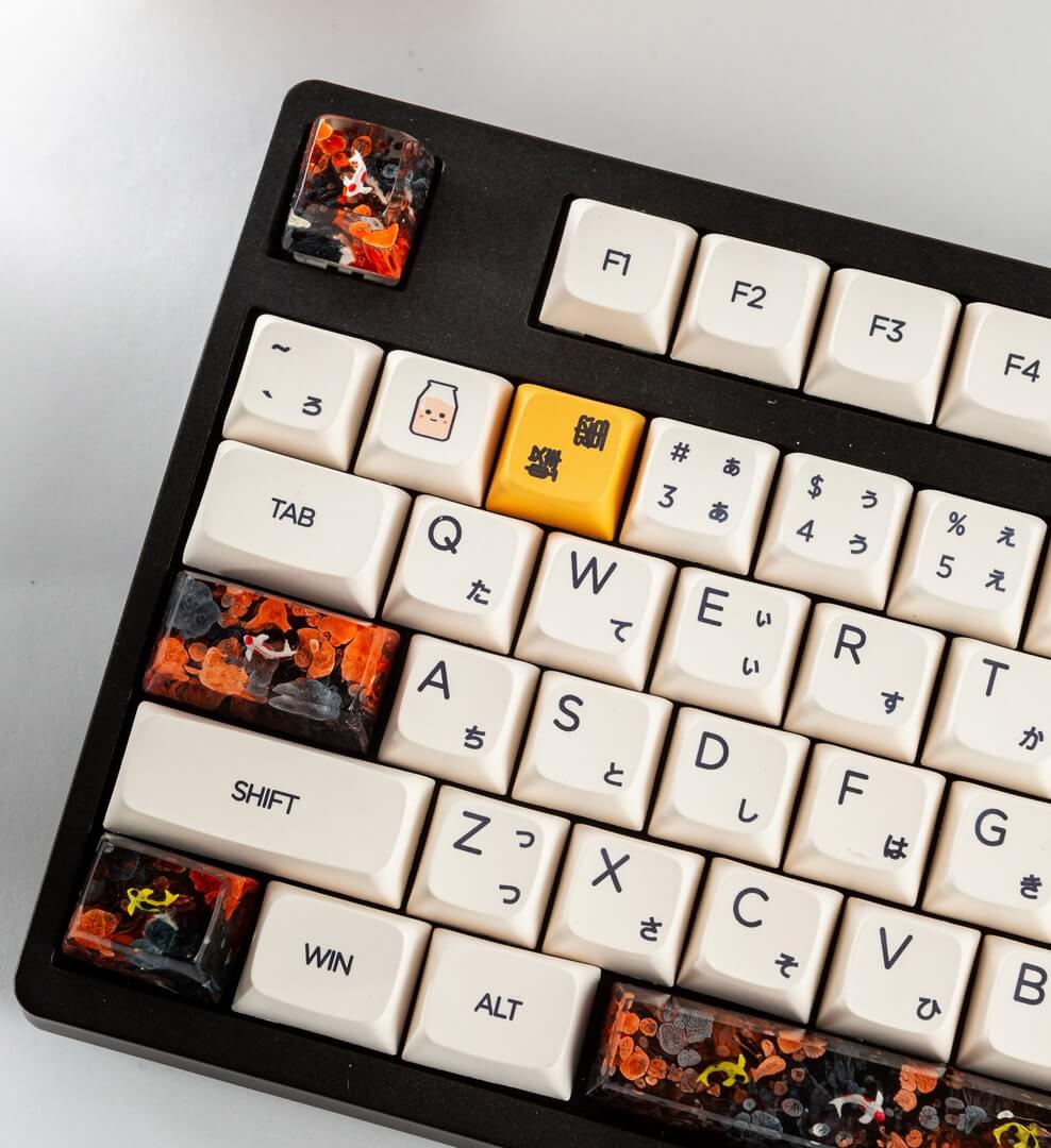 Black and orange koi artisan keycap 11 SA OEM profile artisan keycap
