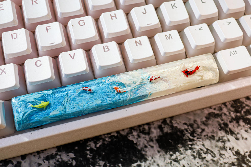 Bluesky Koi keycap 16 Skyblue Koi Artisan Keycap