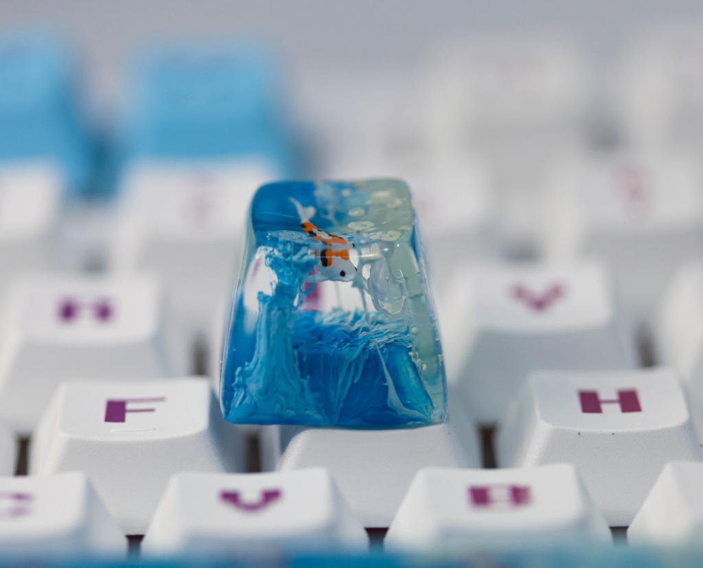 Bluesky Koi keycap 12 Skyblue Koi Artisan Keycap