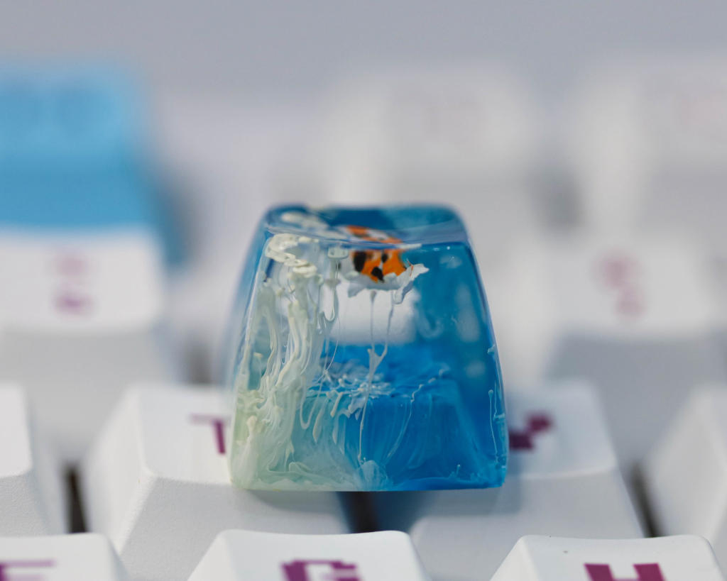 Bluesky Koi keycap 11 Skyblue Koi Artisan Keycap