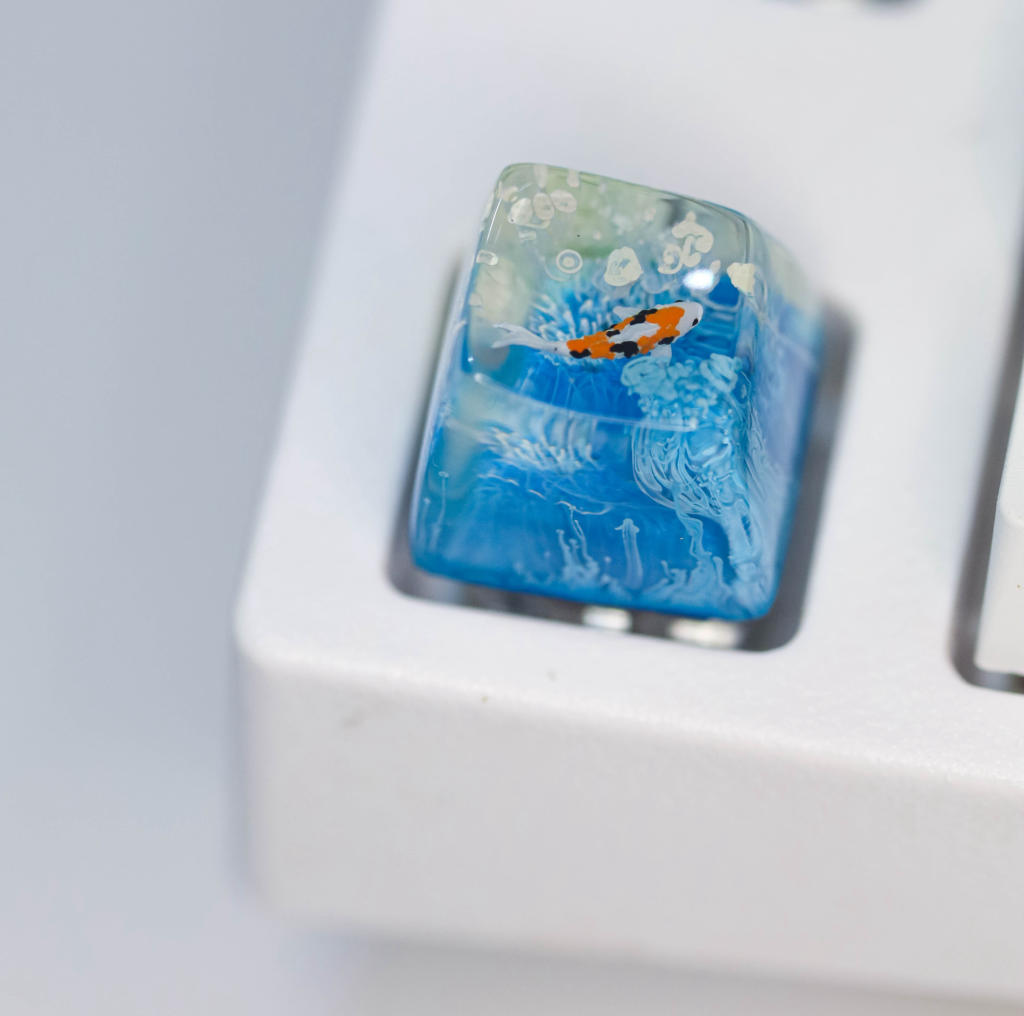 Bluesky Koi keycap 23 Skyblue Koi Artisan Keycap