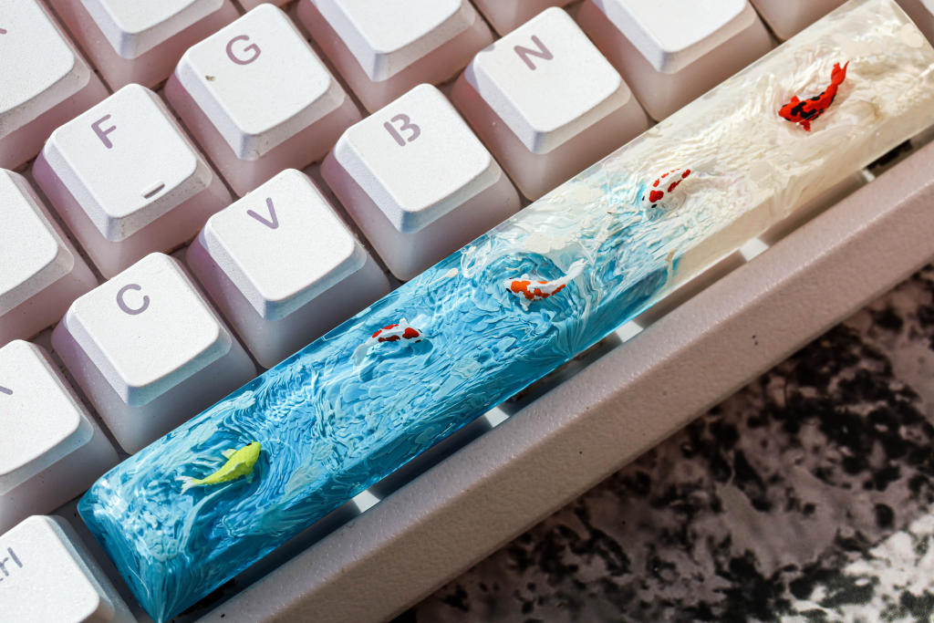 Bluesky Koi keycap 18 Skyblue Koi Artisan Keycap