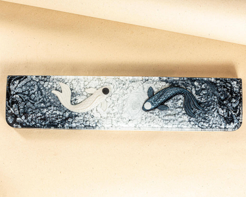 Black Yin Yang Resin Wrist Rest 3 Black and white koi fish resin wrist rest