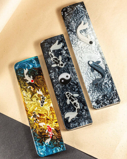 Black Yin Yang Resin Wrist Rest 2 Black and white koi fish resin wrist rest