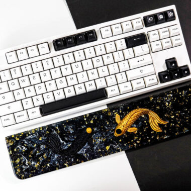 Black and Yellow Koi resin wrist rest