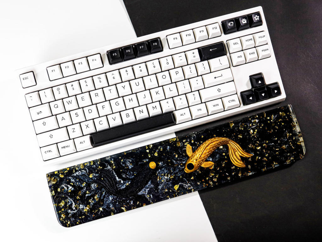 Yin Yang Resin Wrist Rest 1 Black and Yellow Koi resin wrist rest