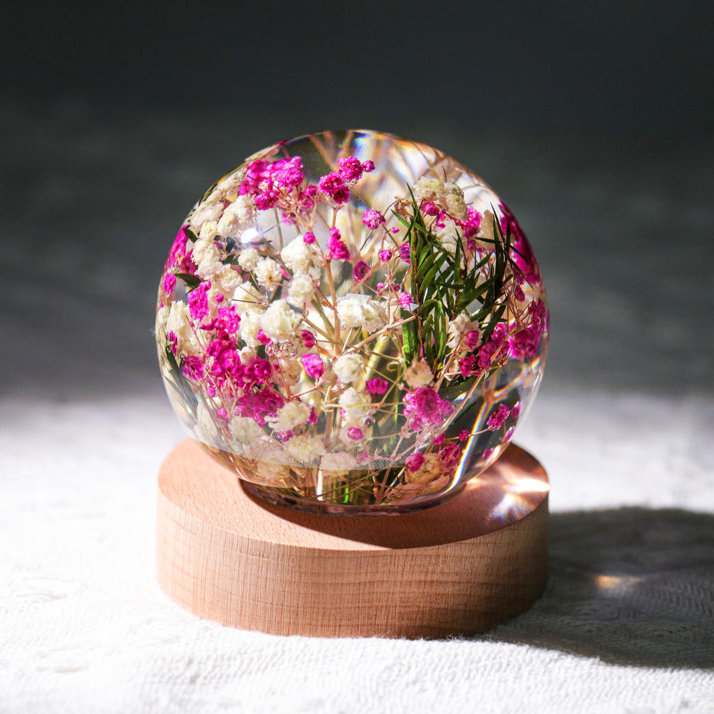 Baby's Breath Flower in Glass Night Lamp 4 dried flower night light