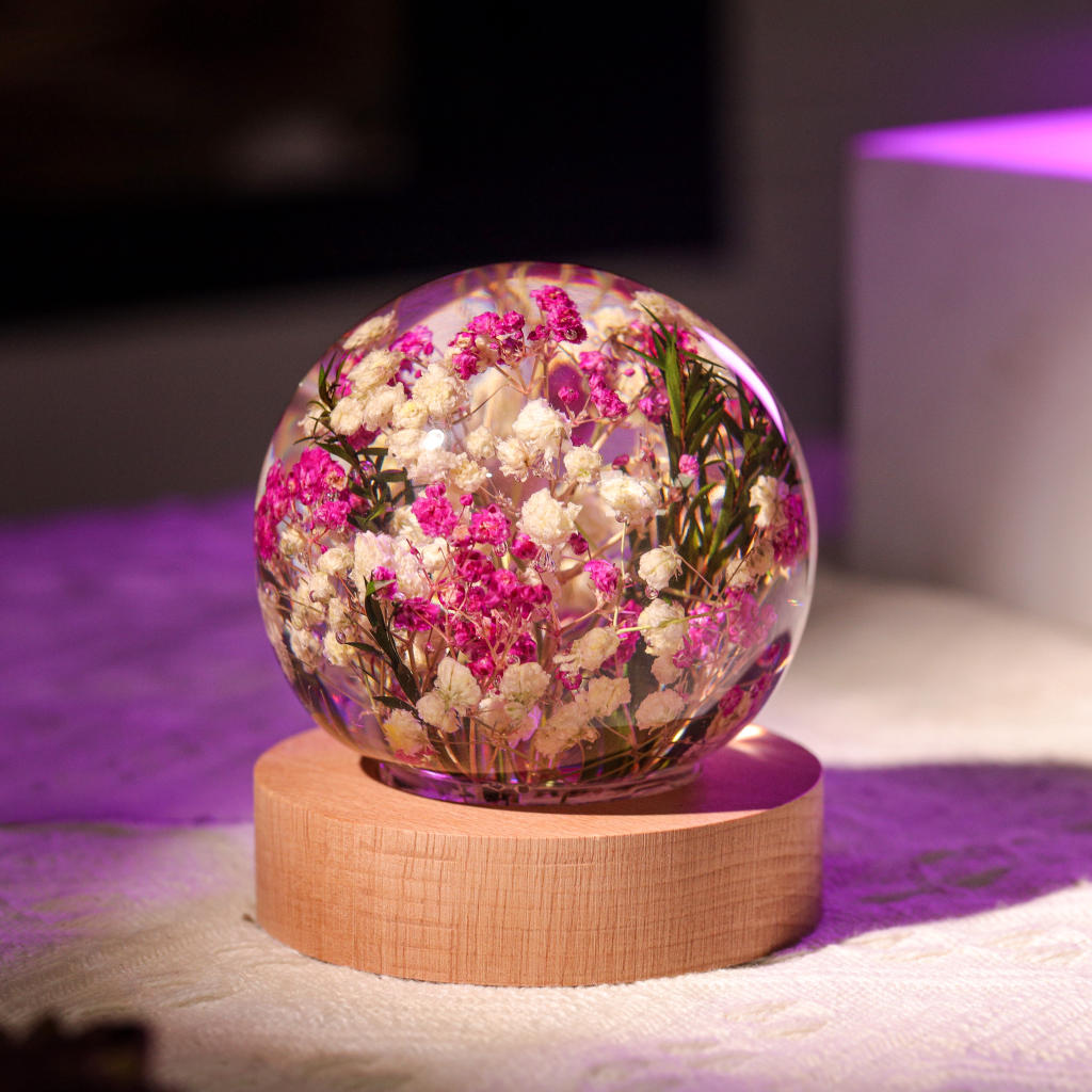 Baby's Breath Flower in Glass Night Lamp 3 romantic flower glass light