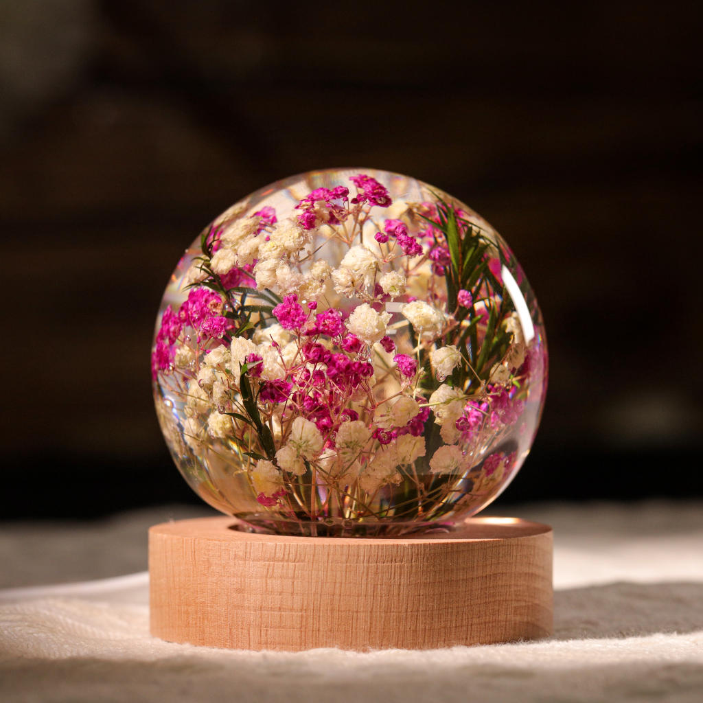 Baby's Breath Flower in Glass Night Lamp 2 preserved flower glass lamp