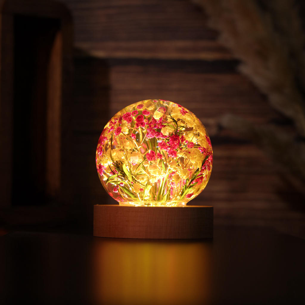 Baby's Breath Flower in Glass Night Lamp 8 minimalist floral decor lamp