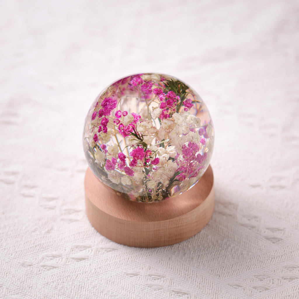 Baby's Breath Flower in Glass Night Lamp 6 handmade botanical lamp