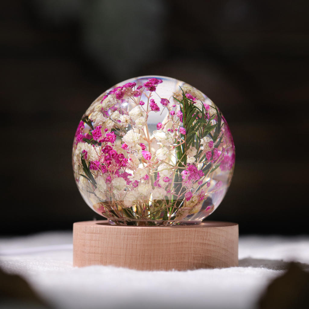 Baby's Breath Flower in Glass Night Lamp 5 aesthetic bedside flower lamp