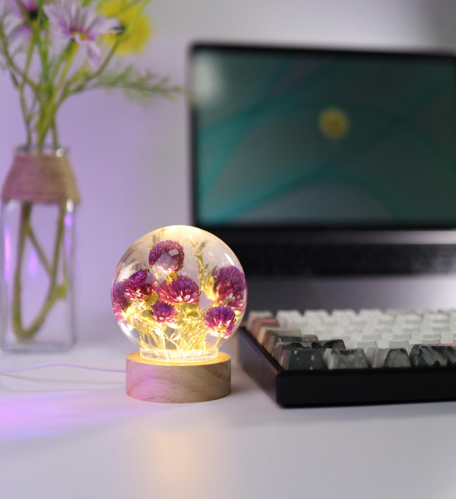 Globe Amaranth Flower Night Lamp 3 Globe Amaranth Flower Night Lamp