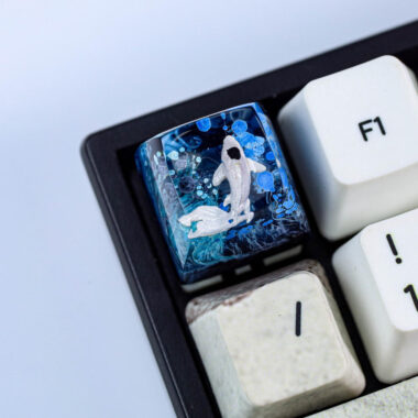 Blue and Black Koi keycap