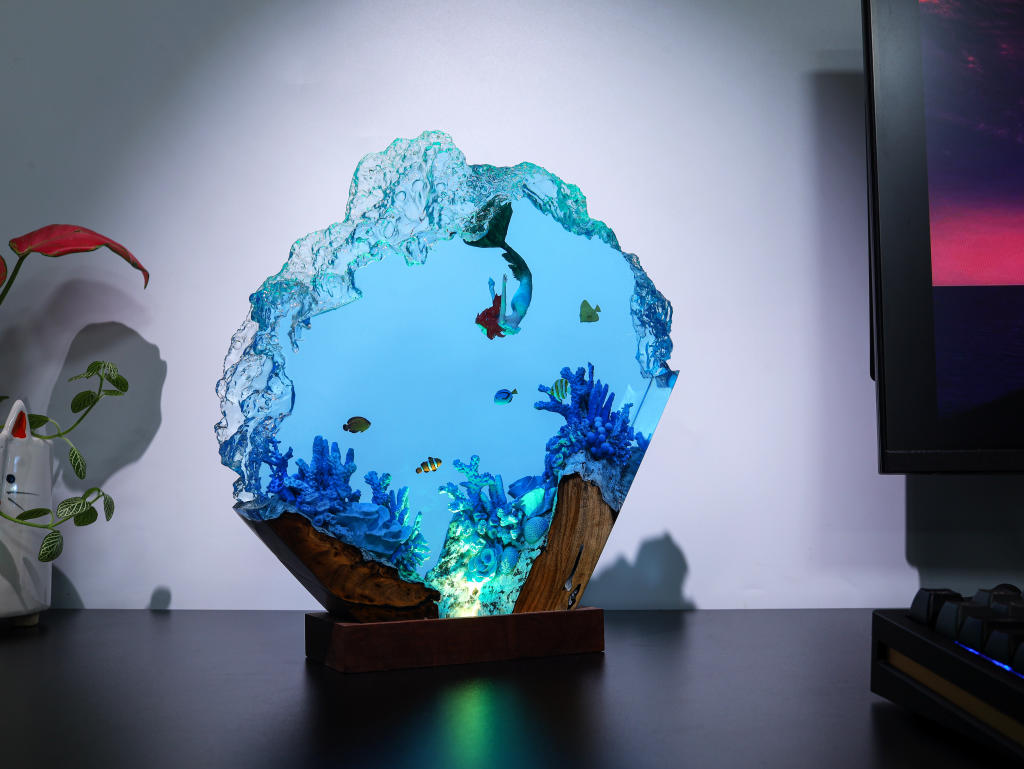 Mermaid in Coral Reef Night Light 2 Manta Ray and Jellyfish night light