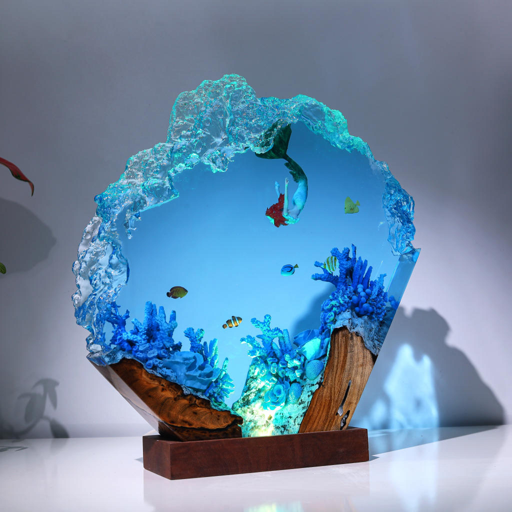 Mermaid in Coral Reef Night Light 4 Manta Ray and Jellyfish night light