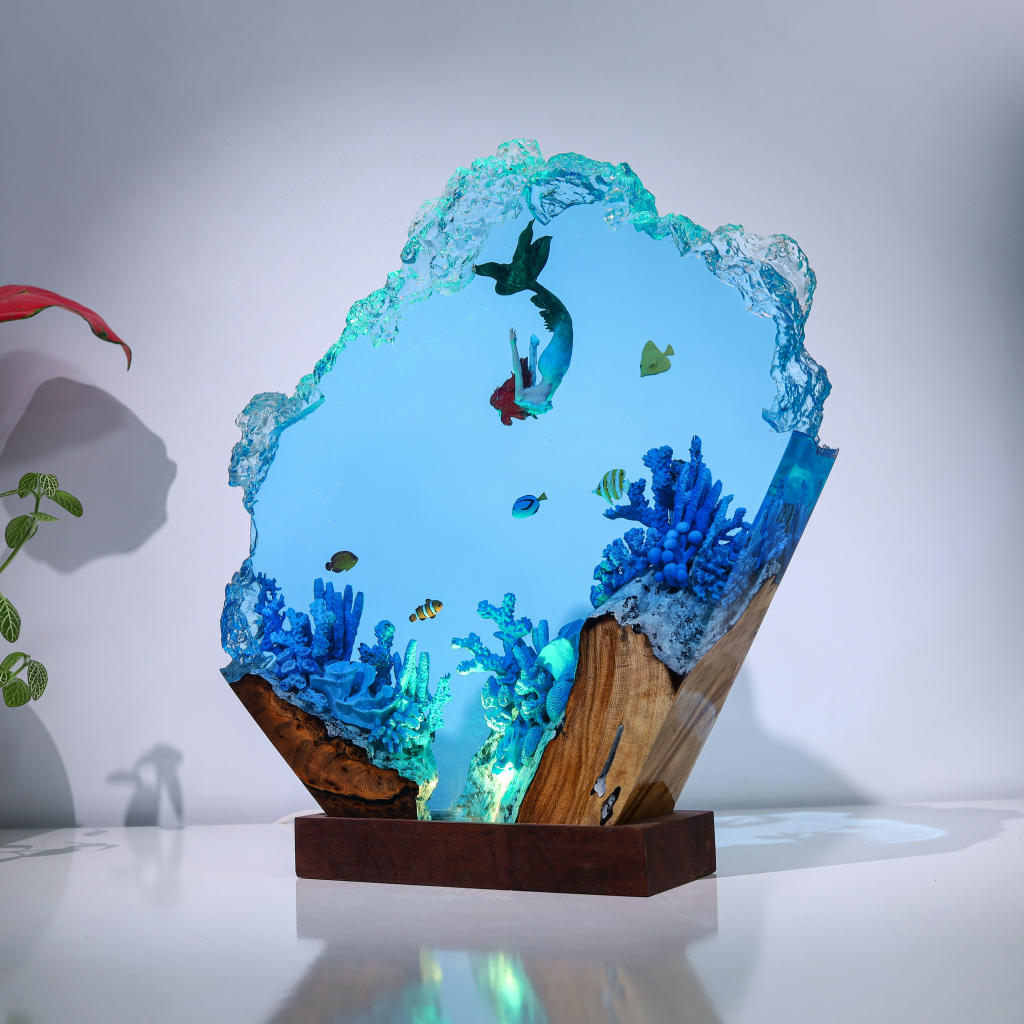 Mermaid in Coral Reef Night Light 6 Manta Ray and Jellyfish night light