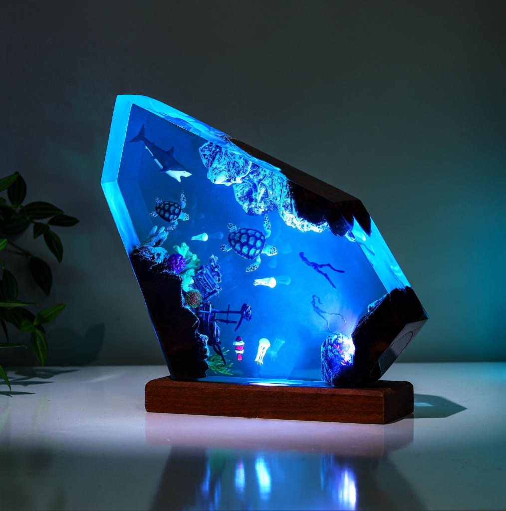 Orca and divers night light 4 Orca and divers night light
