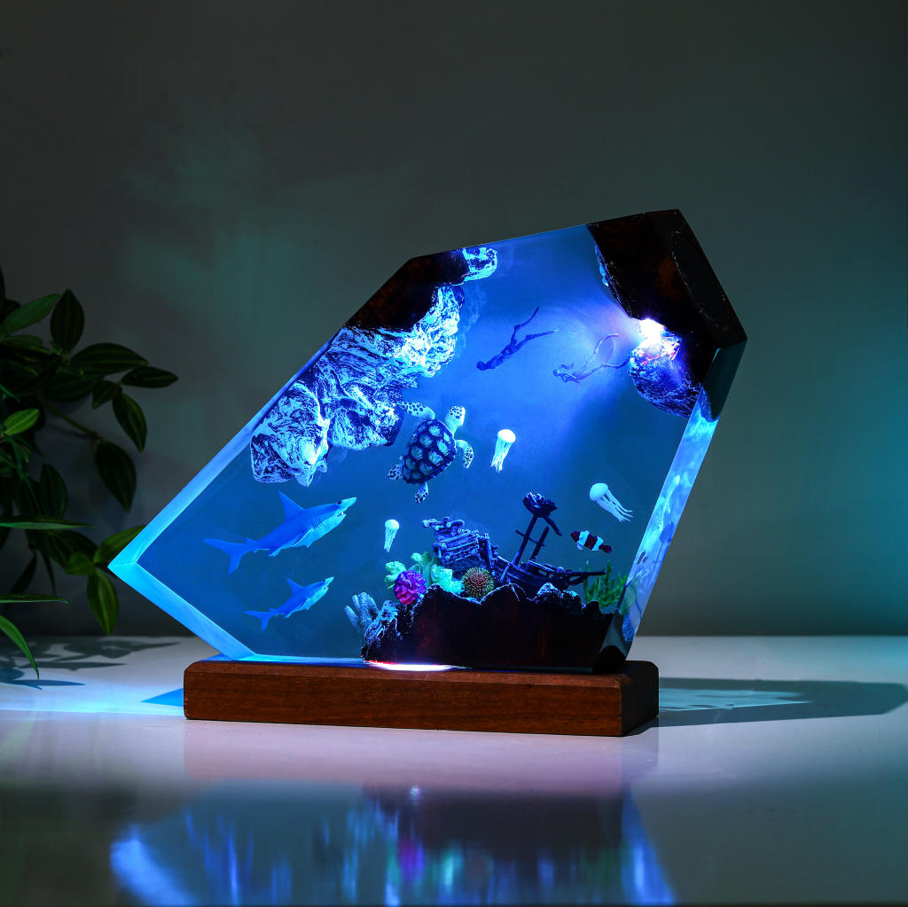 Orca and divers night light 7 Orca and divers night light