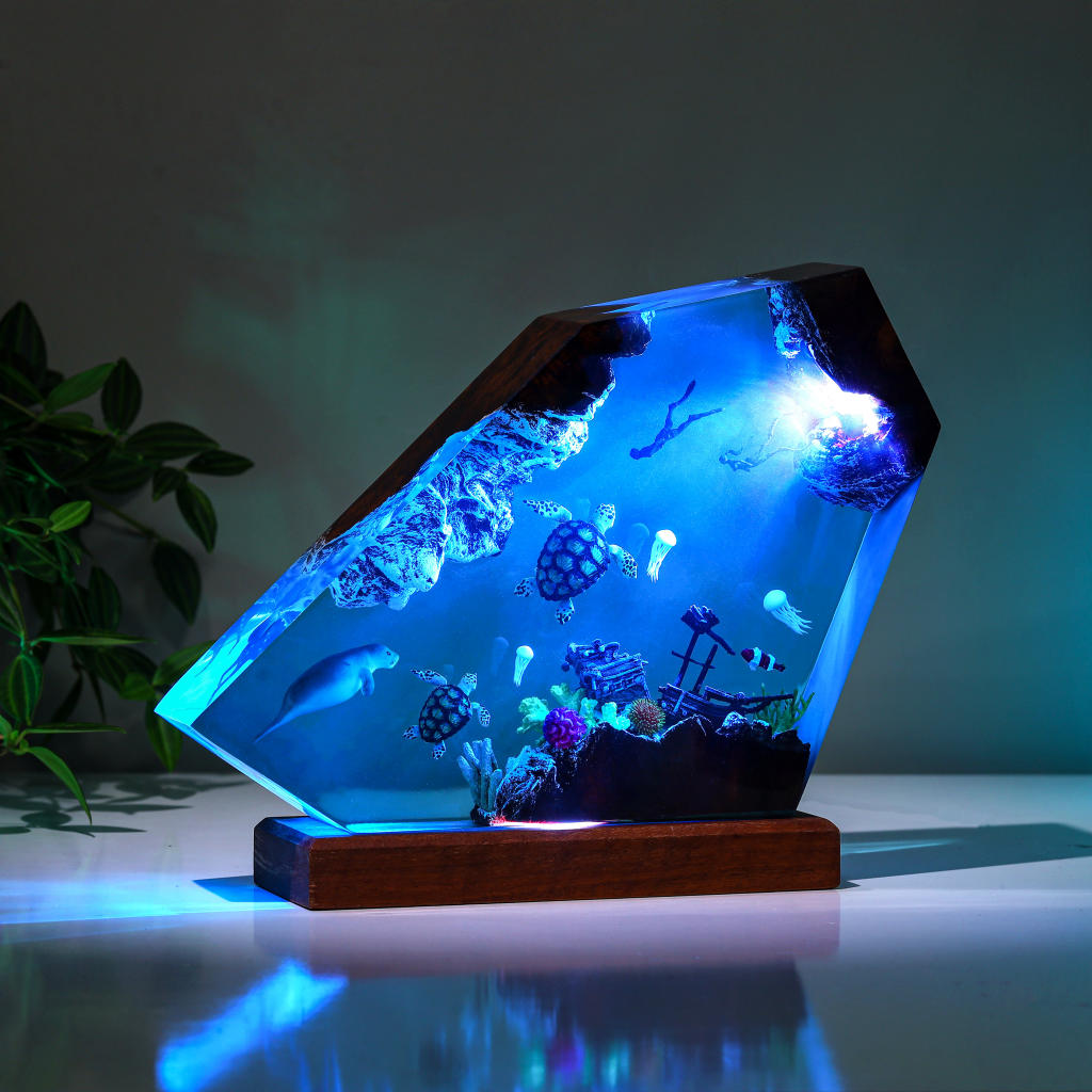 Orca and divers night light 9 Orca and divers night light